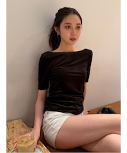 シアーベロアバックオープンTシャツ