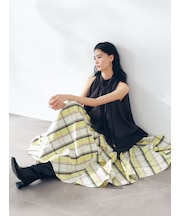 ハイウエストタフタボリュームスカート
