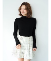【ウォッシャブル】シルクブレンドハイネックリブニット
