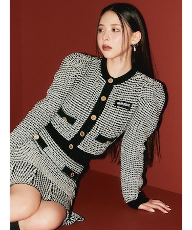 【WEB・一部店舗限定カラー】【LILY BROWN×MARY QUANT】ツイードニットカーディガン