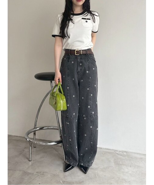 【WEB限定】【LILY BROWN×MARY QUANT】デイジー柄ワイドデニムパンツ