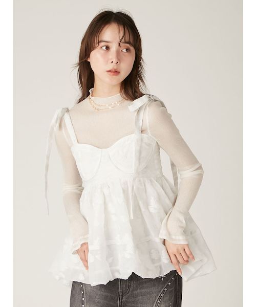 ELLIE ジャガードペプラムトップス ジャガードペプラムトップス【WHITE】 – ELLIE