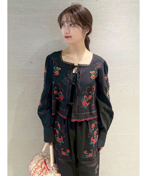 ヴィンテージ刺繍リボンジャケット｜リリーブラウンの通販