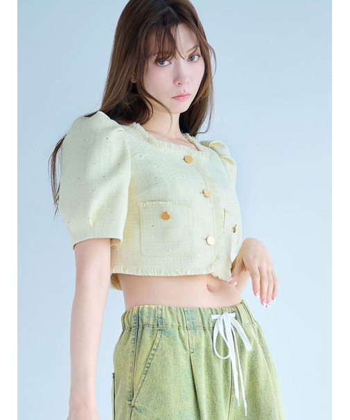 ハーフスリーブツイードジャケット