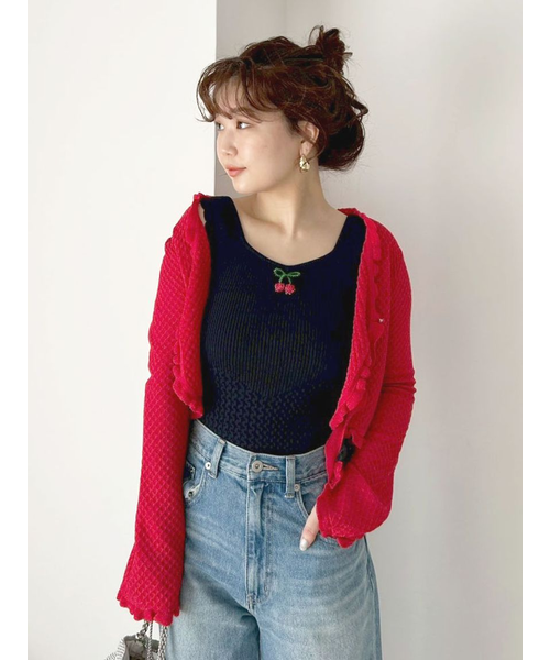 フリルディテールカーディガン｜リリーブラウンの通販｜&mall