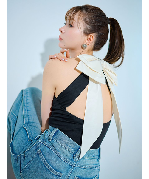 LILY BROWN オープンバック リボンボディスーツ リリーブラウン　黒 LILY BROWN｜【LILY BROWN Lingerie】バックリボンボディスーツ