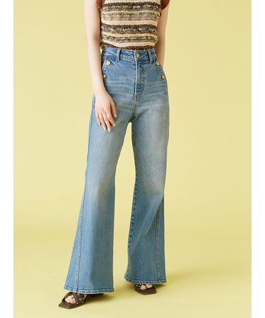 【WEB限定00サイズ】ストレッチフレアデニムパンツ