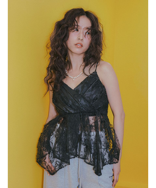 Lily Brown 3WAYシアージャガードペプラムビスチェ　ブラック WEB限定カラー】3wayシアージャガードペプラムブラウス(ビスチェ