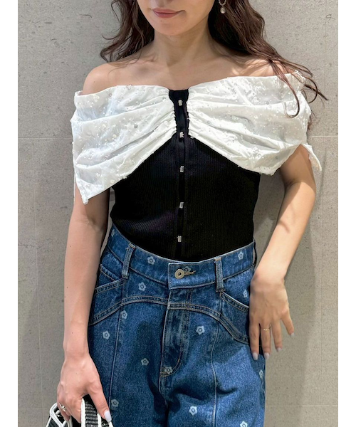 [L.B CANDY STOCK]BIGリボンビジューニットトップス L.B CANDY STOCK]BIGリボンビジューニットトップス｜リリー