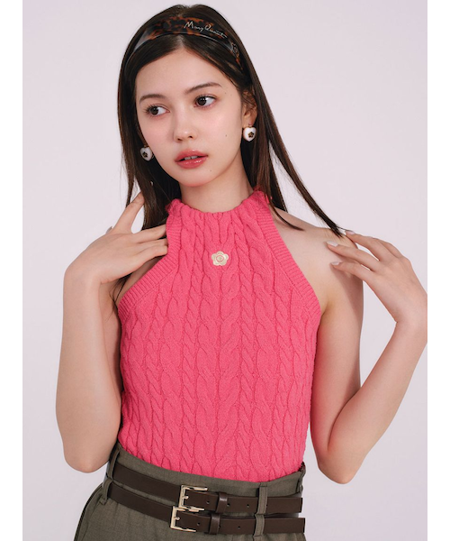 【LILY BROWN×MARY QUANT】デイジー刺繍アメスリケーブルニット LILY BROWN×MARY QUANT】デイジー刺繍アメスリケーブルニット
