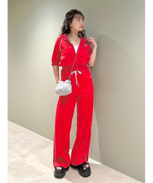 【LILY BROWN×MARY QUANT】デイジー刺繍セミフレアトラックパンツ