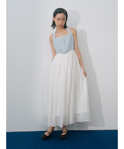 【WEB限定カラー】[L.B CANDY STOCK]ツイードコンビホルターネックワンピース