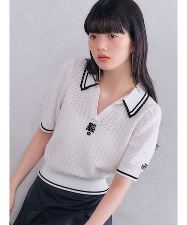 【LILY BROWN×MARY QUANT】シアーポロニットトップス