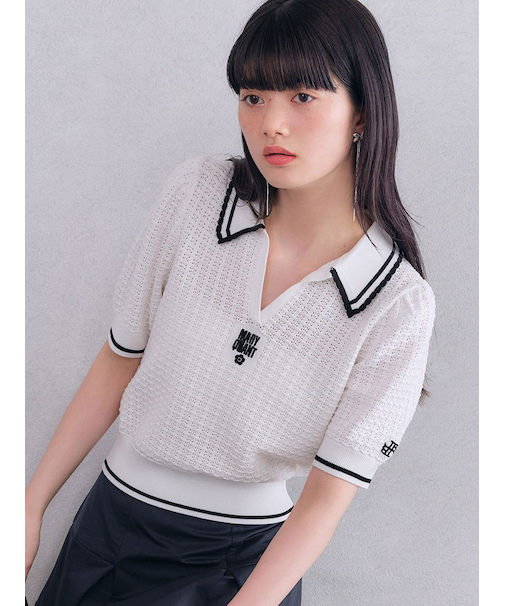 【LILY BROWN×MARY QUANT】シアーポロニットトップス