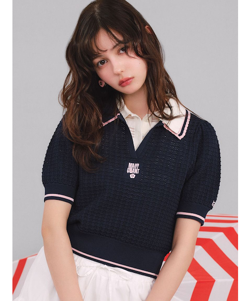 【LILY BROWN×MARY QUANT】シアーポロニットトップス