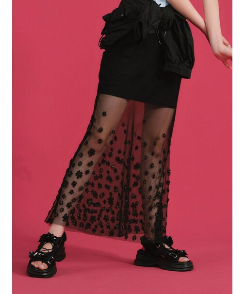 [L.B CANDY STOCK]フラワーレイヤードセットスカート