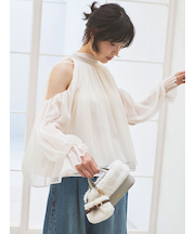 【WEB限定カラー】ドレープボウタイシフォンブラウス