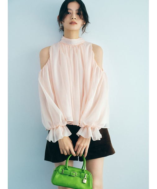 【WEB限定カラー】ドレープボウタイシフォンブラウス