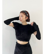 【WEB限定カラー】アームウォーマー付きフェザーヤーンコンパクトトップス