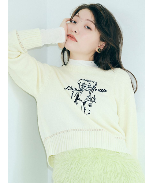 Lily Bearエンブロイダリーニットトップス｜リリーブラウンの通販