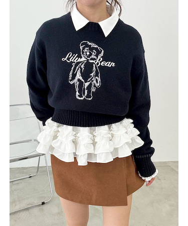 Lily Bearエンブロイダリーニットトップス