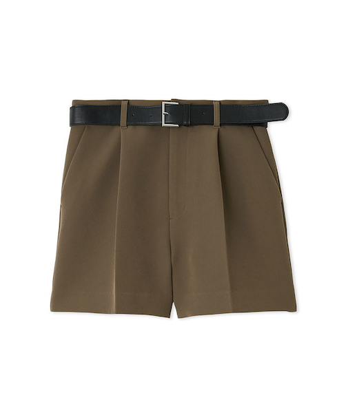 ベルト付きハイウエストショートパンツ