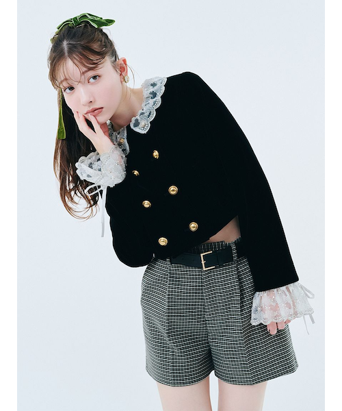 スカラップビジューアタッチドジャケット L.B CANDY STOCK]スカラップビジューアタッチドジャケット