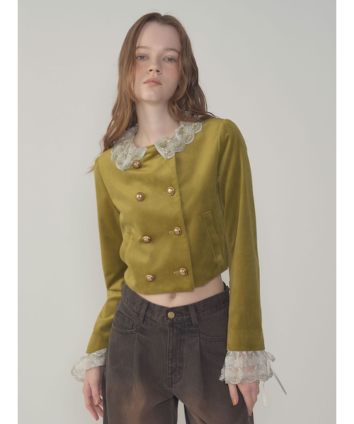 スカラップビジューアタッチドジャケット L.B CANDY STOCK]スカラップビジューアタッチドジャケット