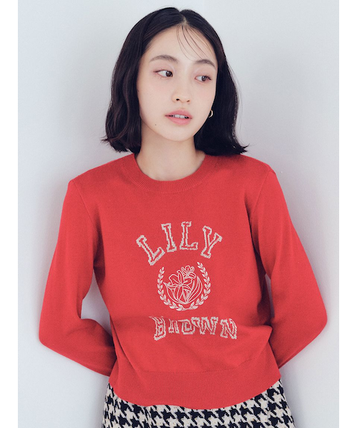lily brown ロゴ付きラメトップス lily brown ロゴ付きラメトップス