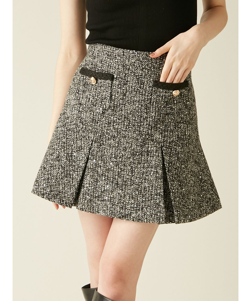 ツイードタックミニスカート｜リリーブラウンの通販｜&mall（アンド