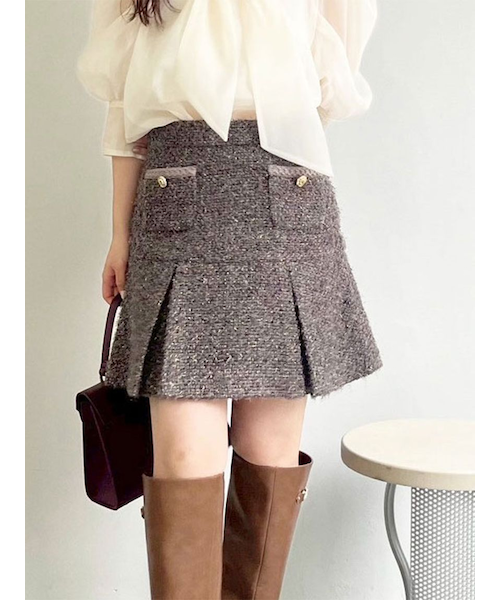 ツイードタックミニスカート｜リリーブラウンの通販｜&mall（アンド