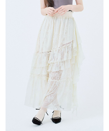 【WEB限定00サイズ】イレヘムティアードスカート