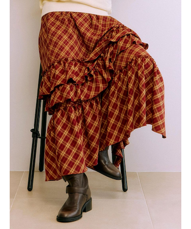 【WEB限定00サイズ】イレヘムティアードスカート