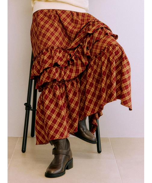 【WEB限定00サイズ】イレヘムティアードスカート