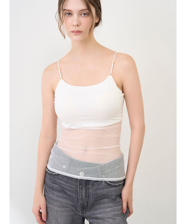 【LILY BROWN Lingerie】カップ付ハーフシアーキャミ