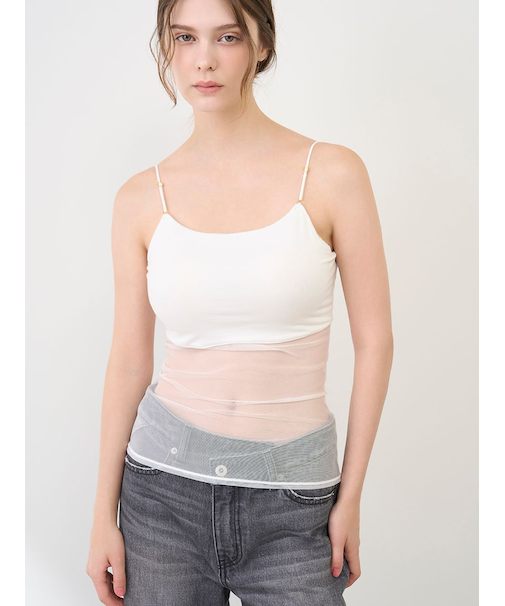 【LILY BROWN Lingerie】カップ付ハーフシアーキャミ