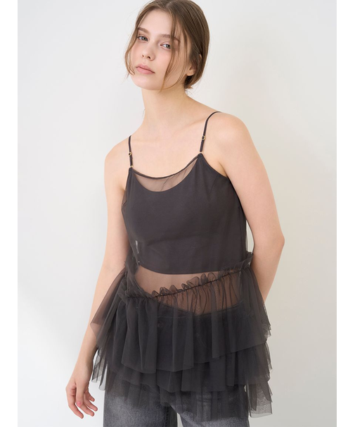 【LILY BROWN Lingerie】カップ付フリルチュールキャミ