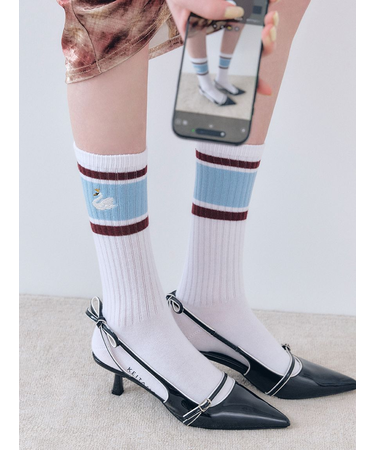 【LILY BROWN×KEITA MARUYAMA】モチーフエンブロイダリーラインソックス