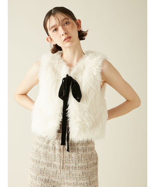 Birthdaybash サイドリボン　ファー　ベスト BACK RIBBON FUR VEST - BIRTHDAY BASH