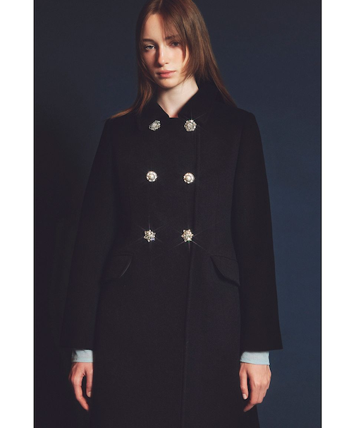 [L.B CANDY STOCK]ダブルビジューミディコート