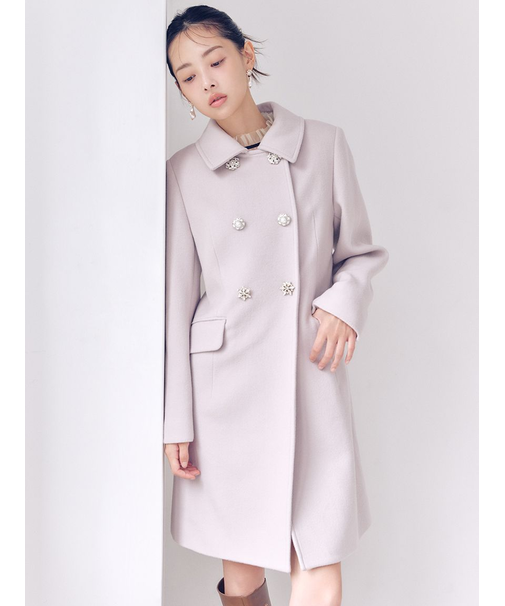 [L.B CANDY STOCK]ダブルビジューミディコート