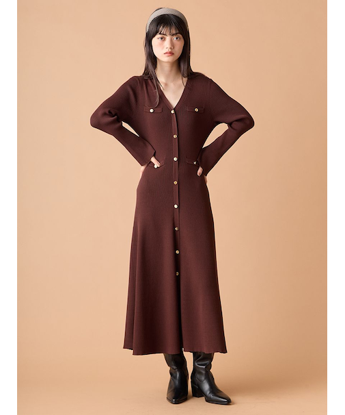 スキッパーポロニットワンピース