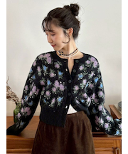 【LILY BROWN ×ANNA SUI】ジャガードビジューニットカーディガン