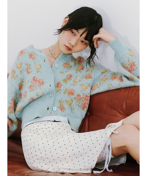 LILY BROWN ×ANNA SUI】ジャガードビジューニットカーディガン