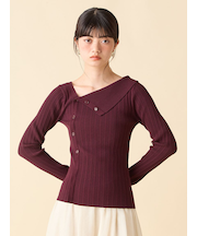 アシンメトリーニットトップス