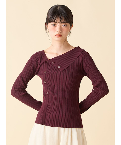 アシンメトリーニットトップス