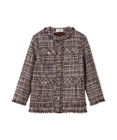 ノーカラーツイードジャケット