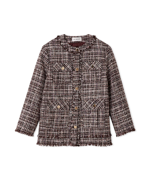 ノーカラーツイードジャケット