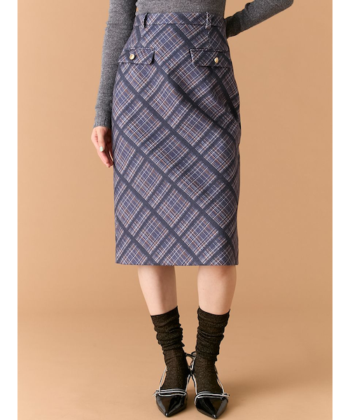ウーリーチェックミディスカート|リリーブラウンの通販|&mall ウーリーチェックミディスカート|リリーブラウンの通販|&mall