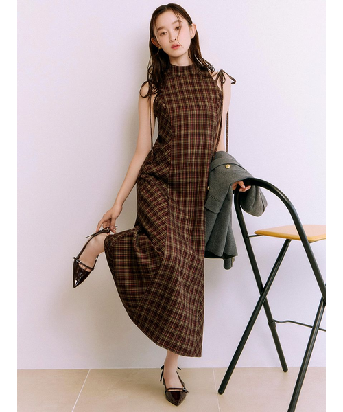 アメスリチェックワンピース｜リリーブラウンの通販｜&mall（アンド